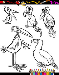 Image showing Cartoon Birds for Coloring Book