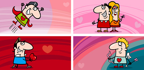 Image showing valentine cartoon greeting cards set