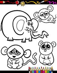 Image showing Cartoon Animals for Coloring Book