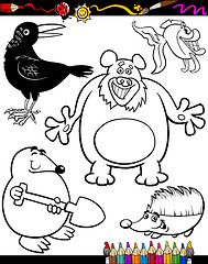 Image showing Cartoon Animals for Coloring Book