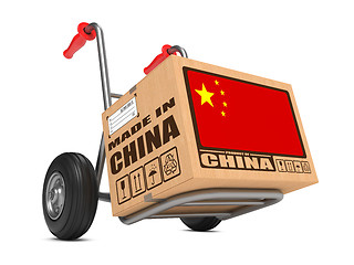 Image showing Made in China - Cardboard Box on Hand Truck.