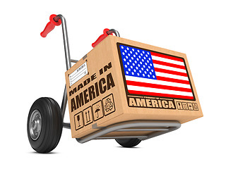 Image showing Made in USA - Cardboard Box on Hand Truck.