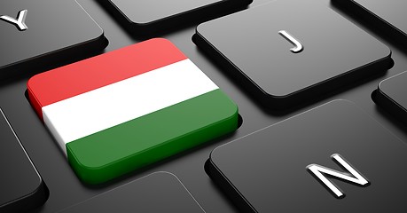 Image showing Hungary - Flag on Button of Black Keyboard.