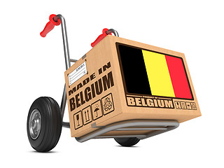 Image showing Made in Belgium - Cardboard Box on Hand Truck.