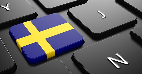 Image showing Sweden - Flag on Button of Black Keyboard.