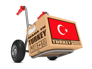 Image showing Made in Turkey - Cardboard Box on Hand Truck.