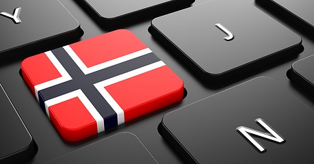 Image showing Norway - Flag on Button of Black Keyboard.