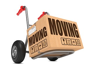 Image showing Moving - Cardboard Box on Hand Truck.
