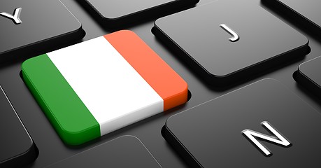 Image showing Ireland - Flag on Button of Black Keyboard.