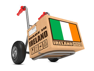 Image showing Made in Ireland - Cardboard Box on Hand Truck.