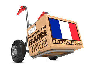 Image showing Made in France - Cardboard Box on Hand Truck.