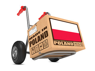Image showing Made in Poland - Cardboard Box on Hand Truck.