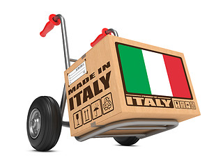 Image showing Made in Italy - Cardboard Box on Hand Truck.