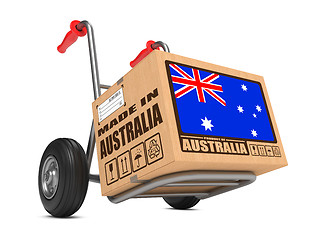 Image showing Made in Australia - Cardboard Box on Hand Truck.
