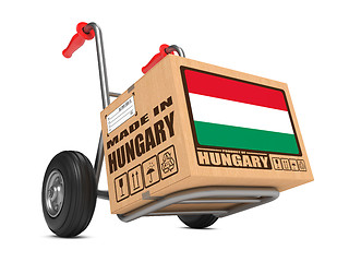 Image showing Made in Hungary - Cardboard Box on Hand Truck.