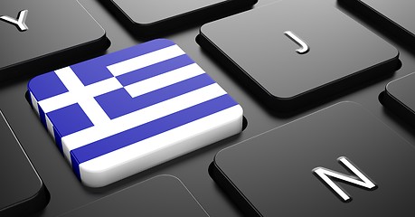 Image showing Greece - Flag on Button of Black Keyboard.