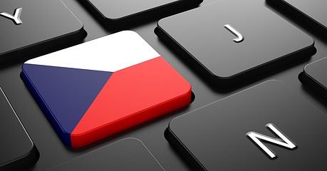 Image showing Czech Republic - Flag on Button of Black Keyboard.