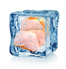 Image showing Ice cube and bacon isolated