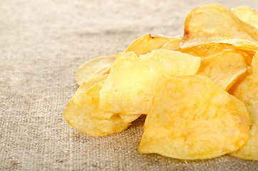 Image showing Potato chips on a canvas