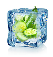 Image showing Ice cube and cucumber