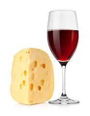 Image showing Wine and dutch cheese