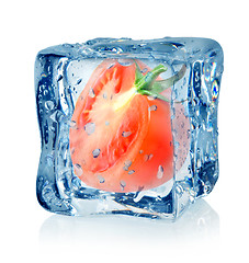 Image showing Ice cube and tomato