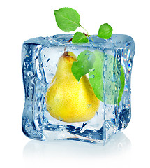 Image showing Ice cube and pear
