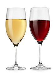 Image showing Red wine glass and white wine glass