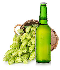 Image showing Beer and hops in basket