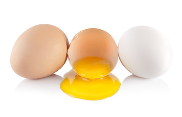 Image showing Eggs and yellow yolk