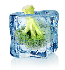 Image showing Broccoli in ice