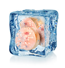 Image showing Ice cube and sausage isolated