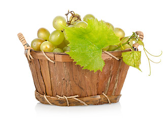 Image showing Grapes in a basket isolated