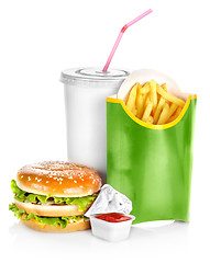 Image showing Sandwich with french fries isolated