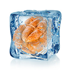 Image showing Ice cube and smoked sausage