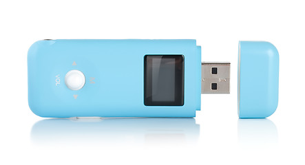 Image showing Blue MP3 player isolated