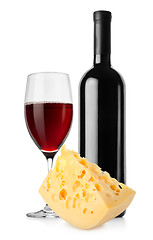 Image showing Wine and dutch cheese isolated