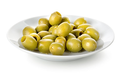 Image showing Olives in a plate isolated