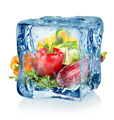 Image showing Ice cube and vegetables