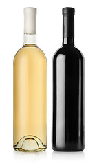 Image showing Bottle of red wine and white wine