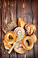 Image showing Bakery products on wooden boards