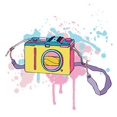 Image showing Photo Camera. Hand drawn Vector Illustration.