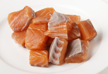 Image showing Chunks of salmon on a plate
