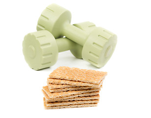 Image showing dumbbells and bread