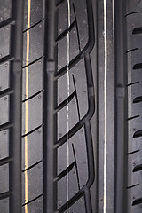 Image showing Closeup of rubber tire tread