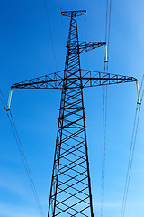 Image showing High-voltage line on blue sky background