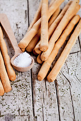 Image showing bread sticks grissini with rosemary and salt 