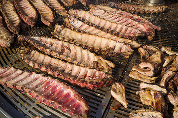 Image showing Grilling pork ribs