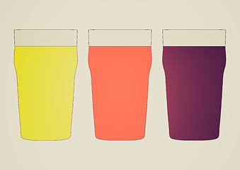 Image showing Vintage look Pints of beer