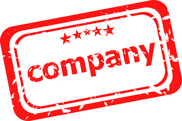 Image showing company on red rubber stamp over a white background